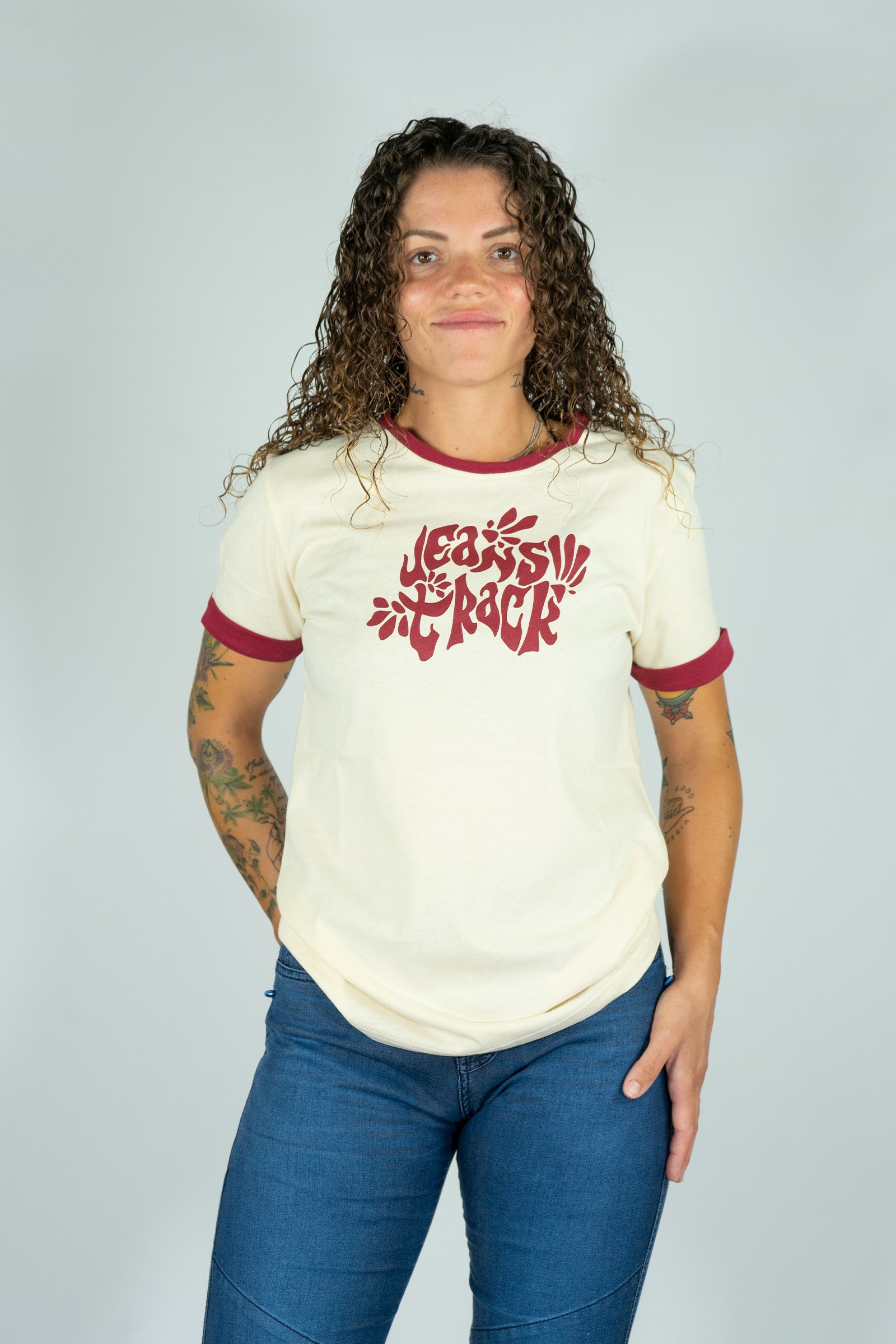 Camiseta Algodón Orgánico Ringer Beige Mujer