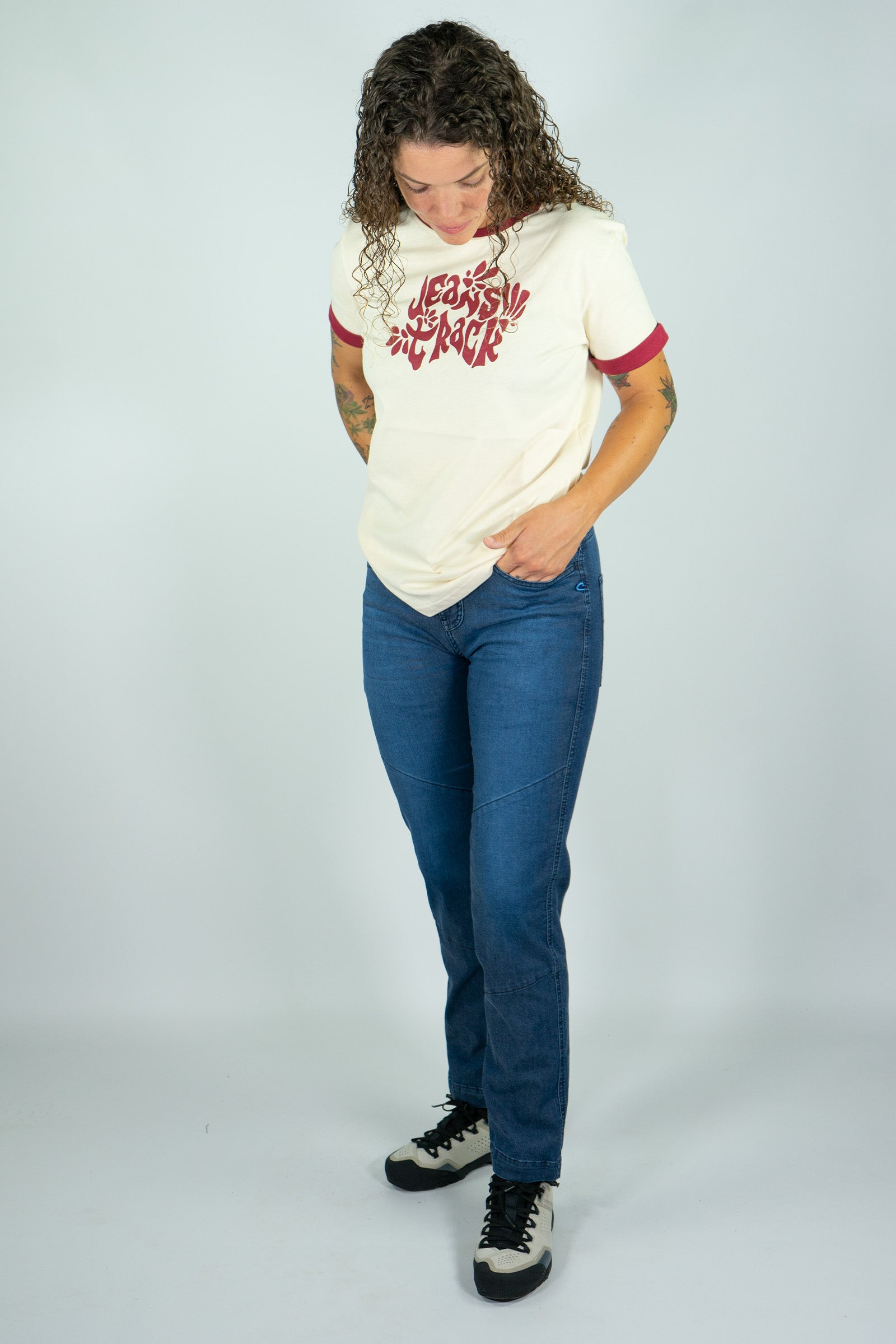 Camiseta Algodón Orgánico Ringer Beige Mujer