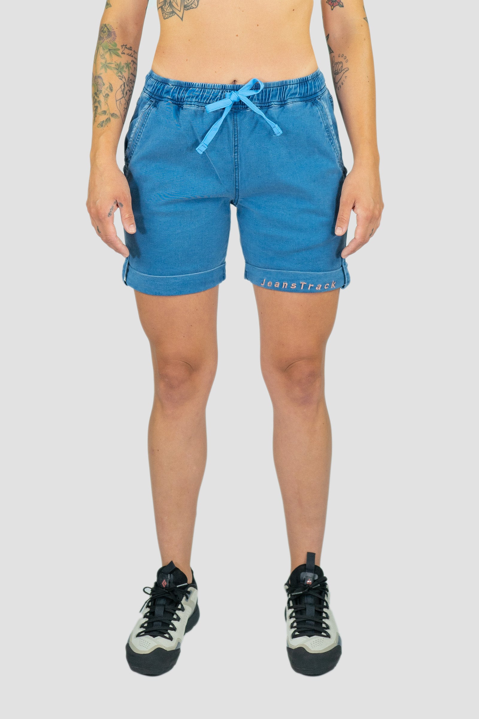 Short fille en toile denim avec bas arrondi jaune | GEMO