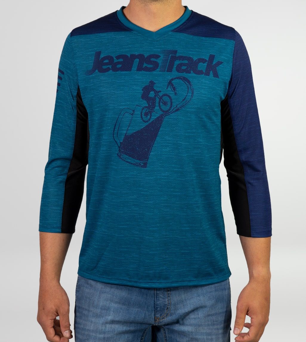 Camiseta Técnica MTB Bike & Beer Azul 3/4